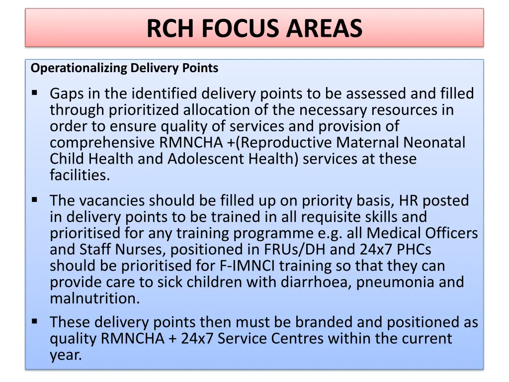 rch focus areas