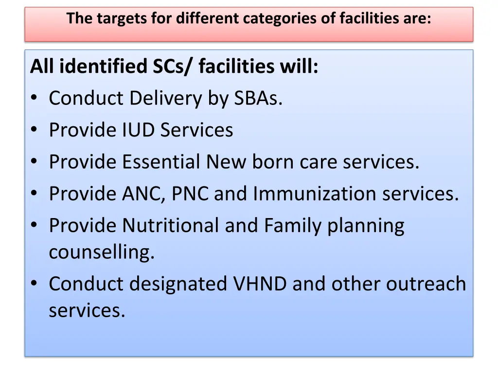 the targets for different categories 2