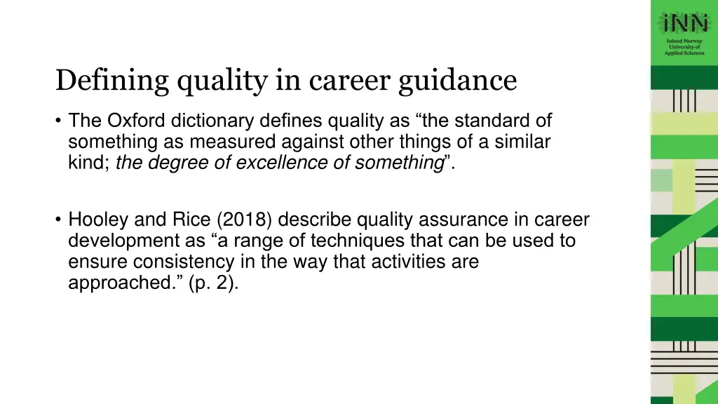 defining quality in career guidance