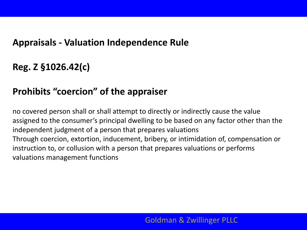 appraisals valuation independence rule 2