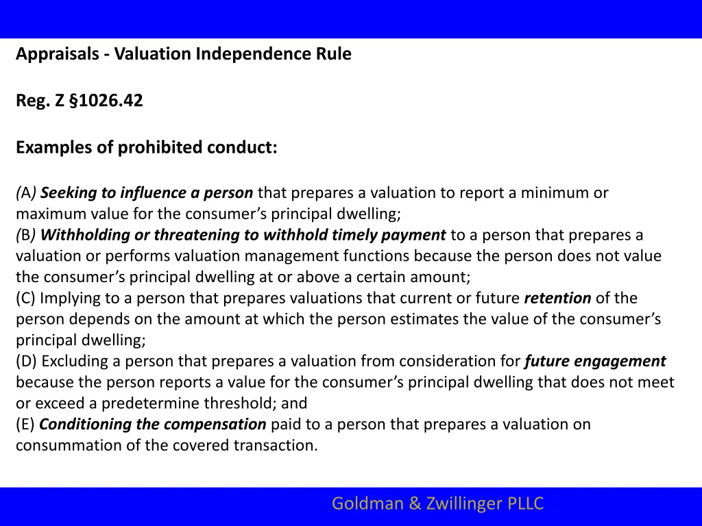 appraisals valuation independence rule 3