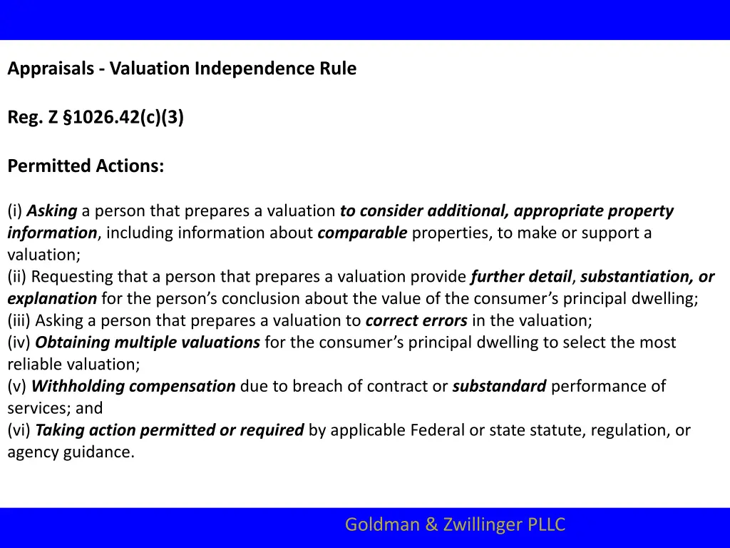 appraisals valuation independence rule 4