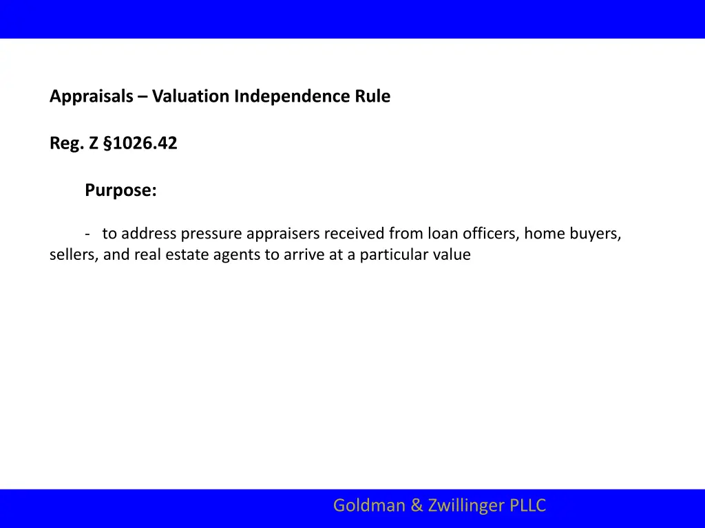 appraisals valuation independence rule