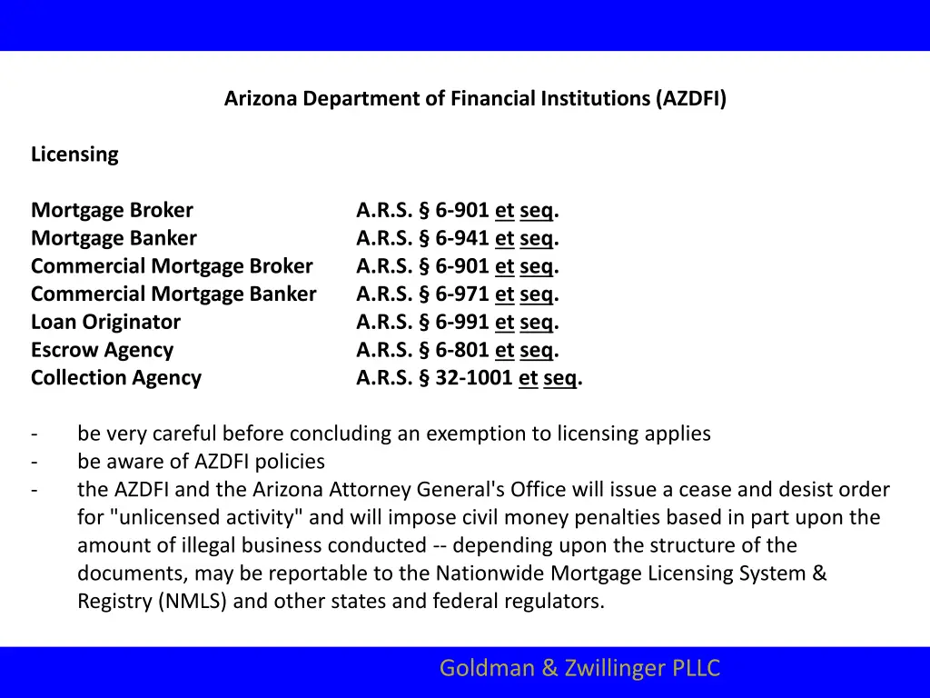 arizona department of financial institutions azdfi