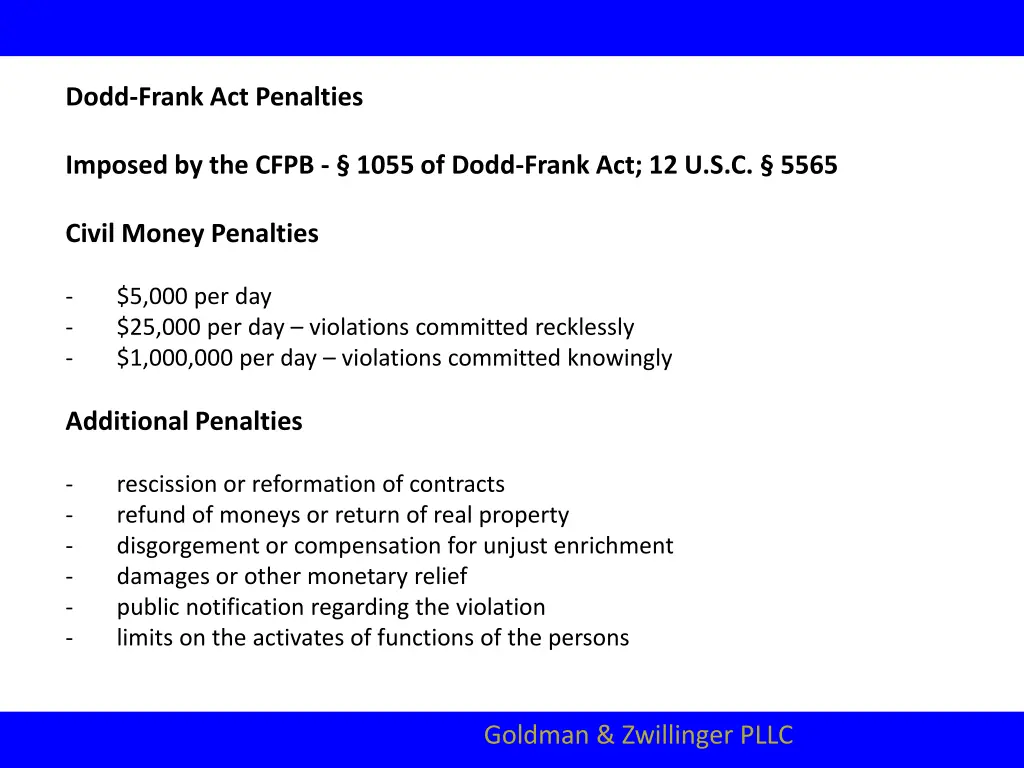 dodd frank act penalties