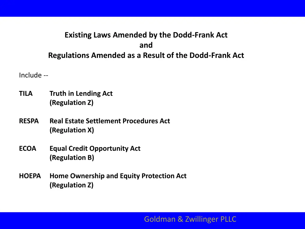 existing laws amended by the dodd frank