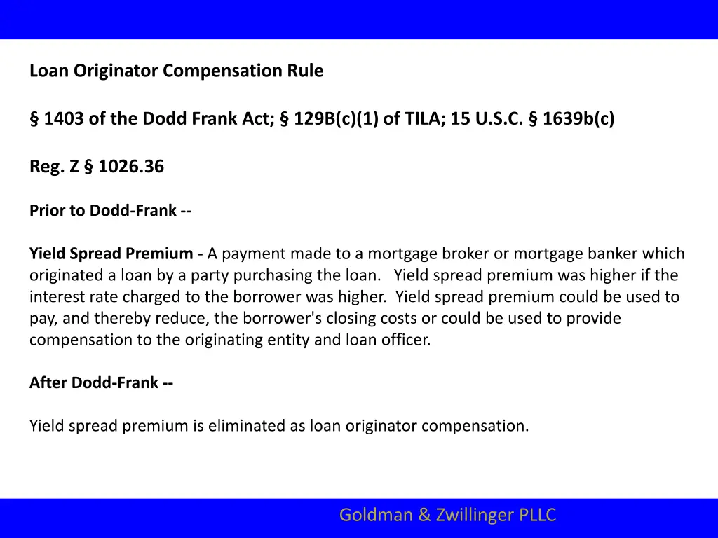 loan originator compensation rule 1