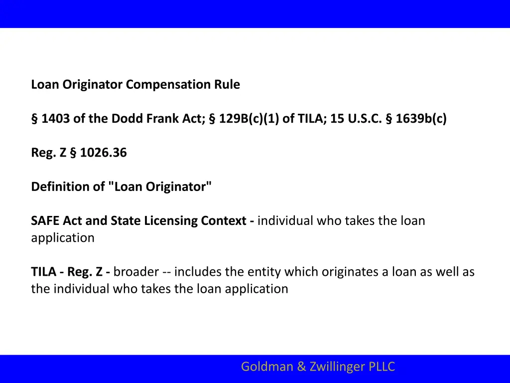 loan originator compensation rule