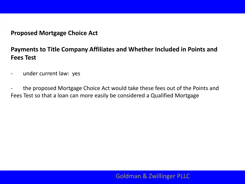 proposed mortgage choice act