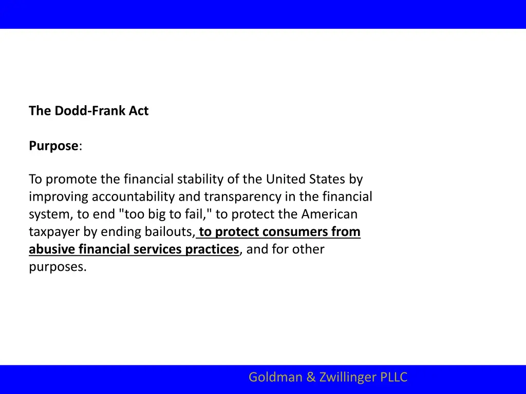 the dodd frank act
