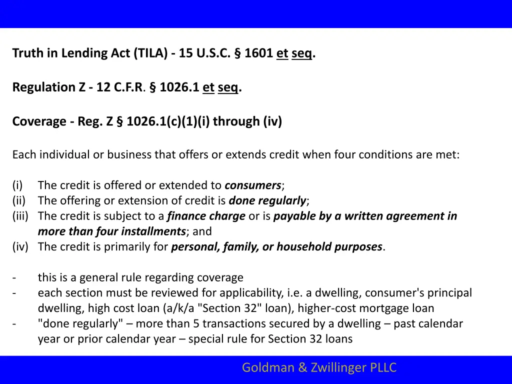 truth in lending act tila 15 u s c 1601 et seq 1