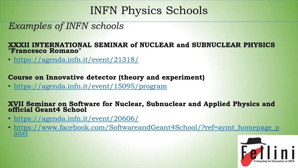 infn physics schools
