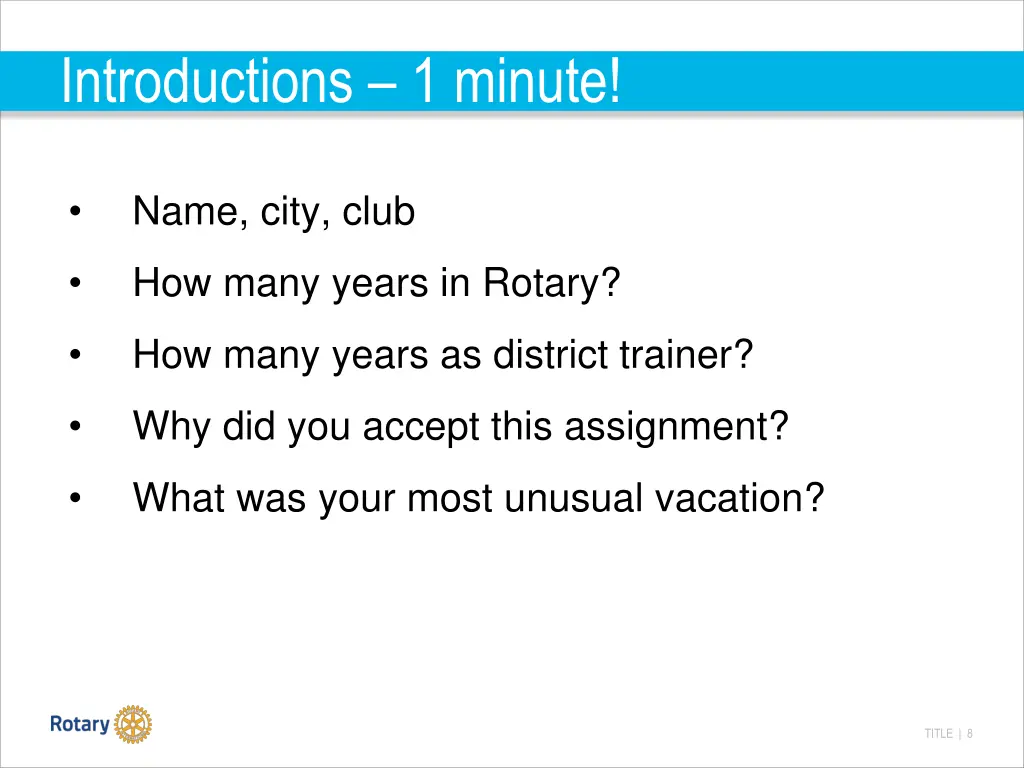 introductions 1 minute