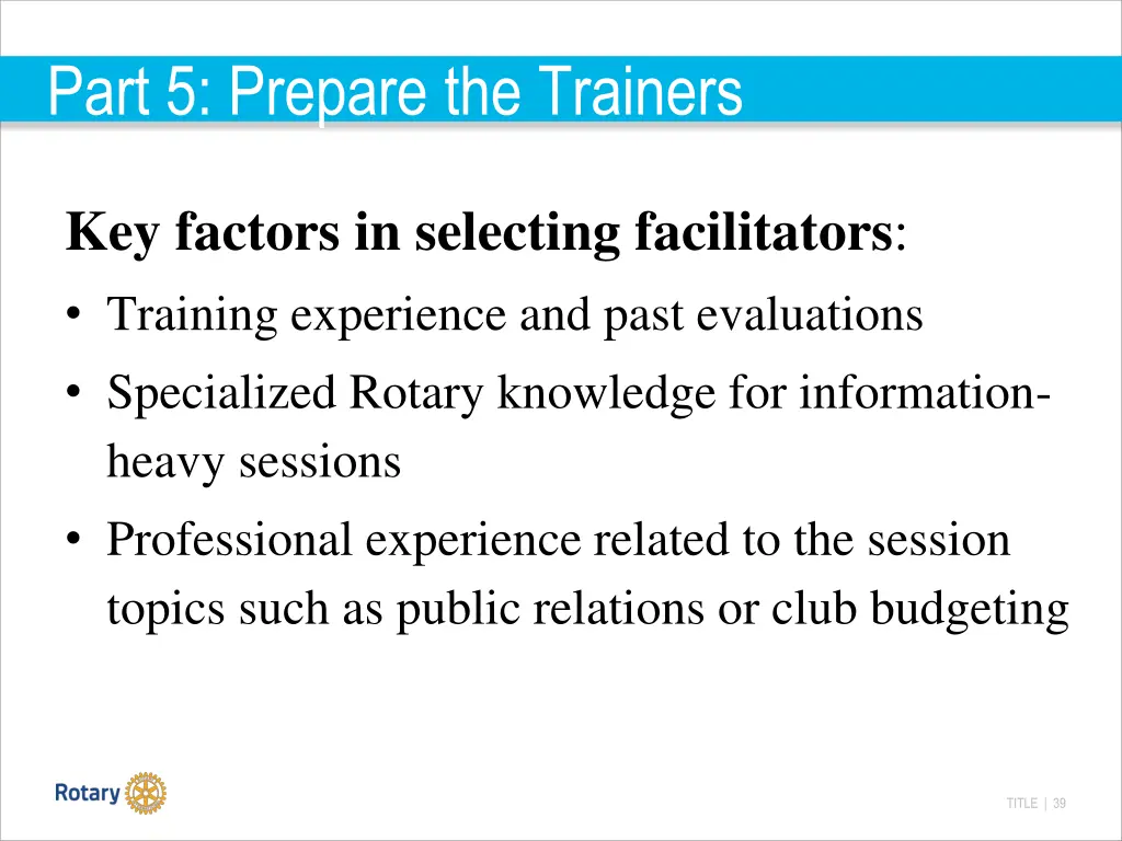 part 5 prepare the trainers 2