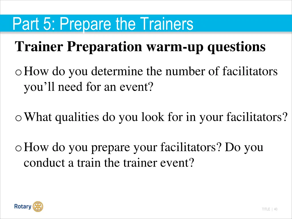 part 5 prepare the trainers trainer preparation