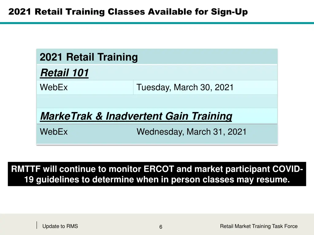 2021 retail training classes available for sign up