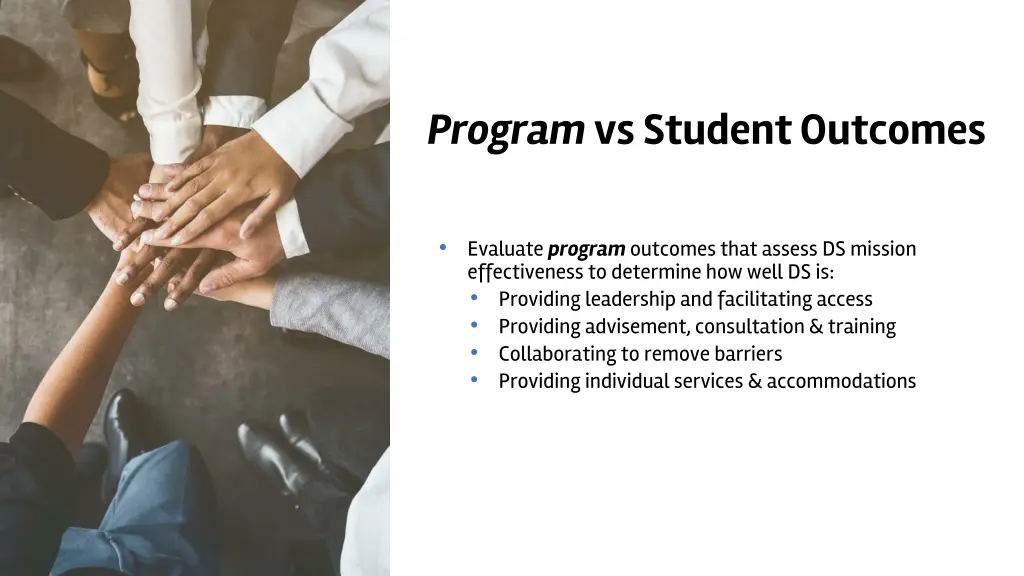 program vs student outcomes