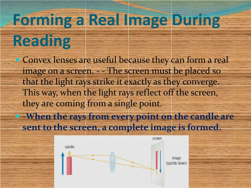 forming a real image during reading