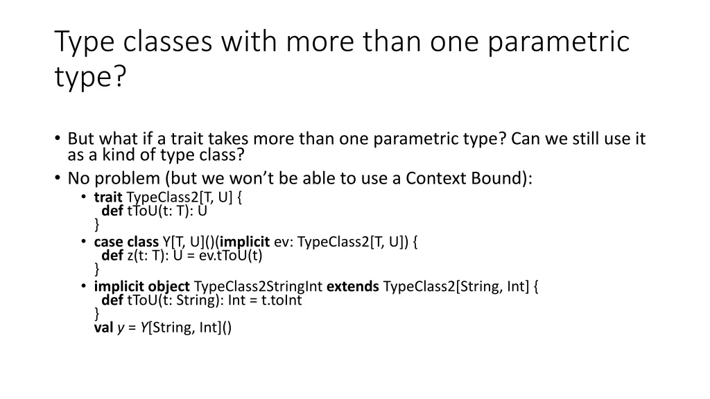 type classes with more than one parametric type