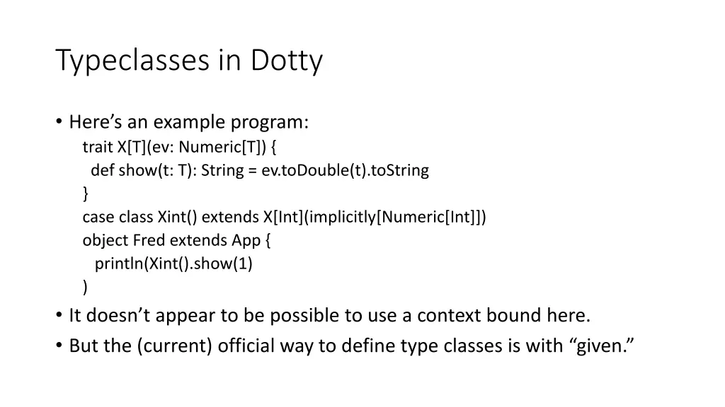 typeclasses in dotty