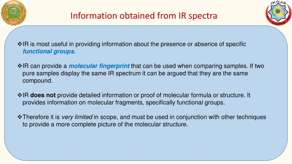 information obtained from ir spectra