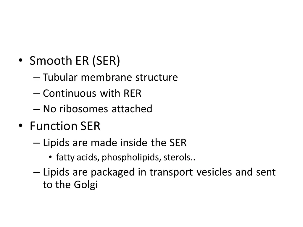 smooth er ser tubular membrane structure
