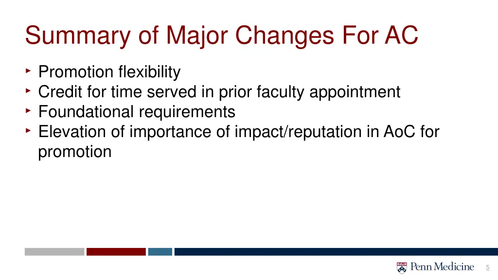 summary of major changes for ac