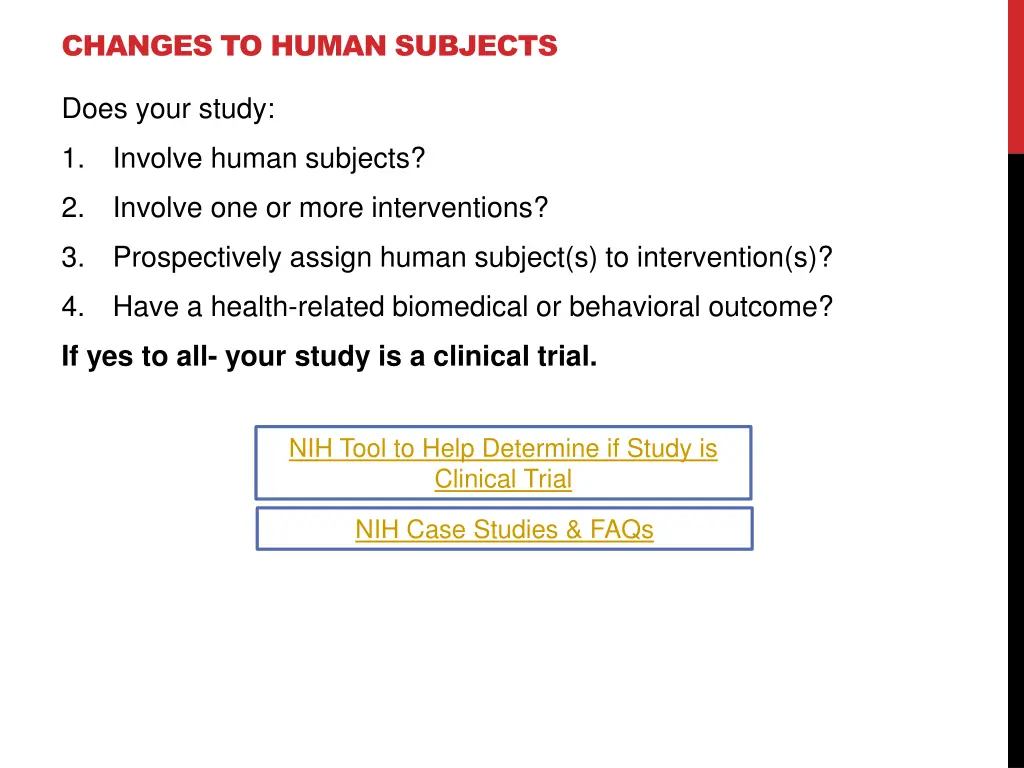 changes to human subjects 2