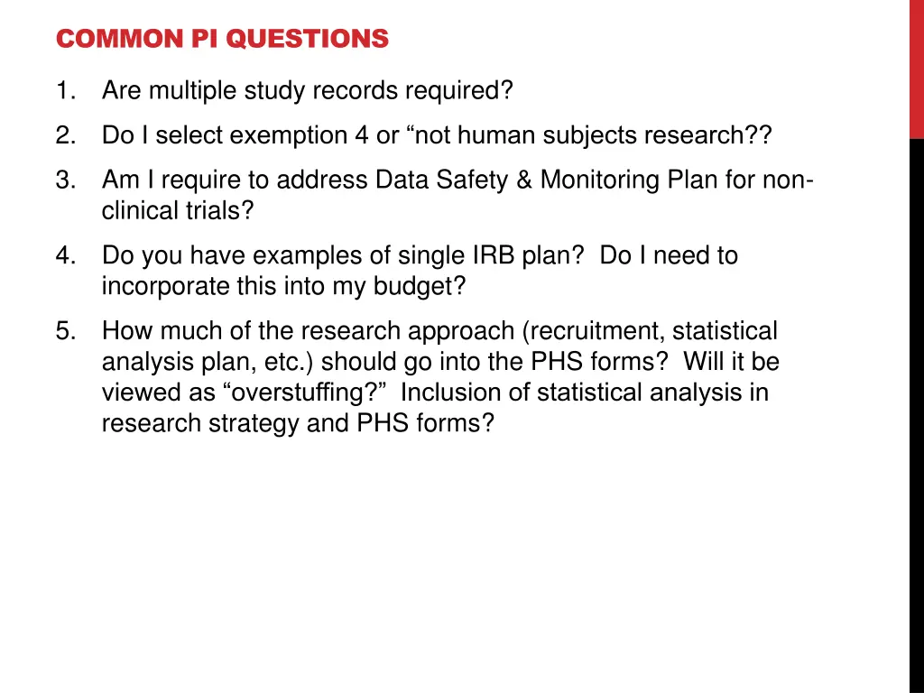common pi questions