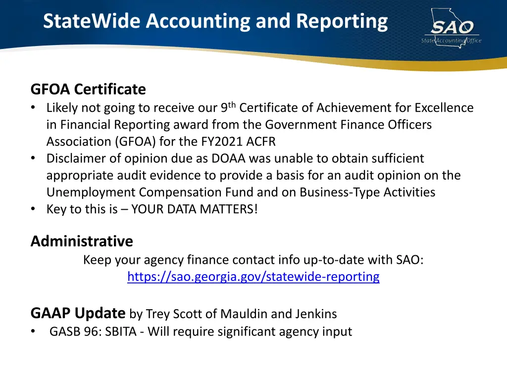 statewide accounting and reporting 1