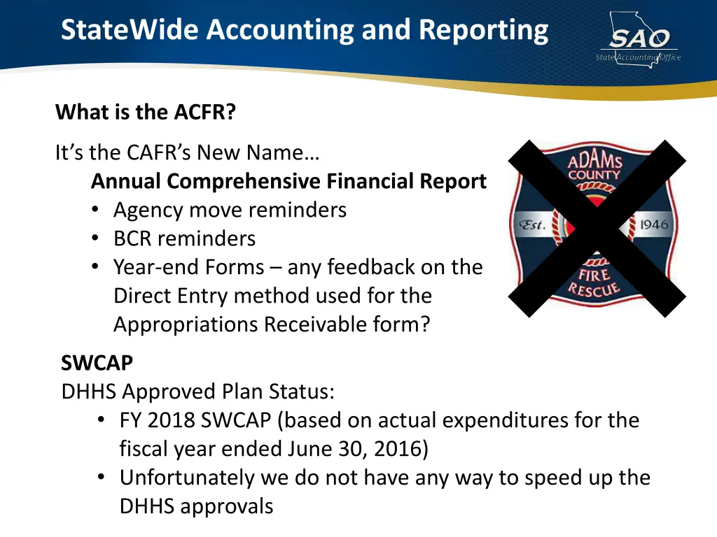 statewide accounting and reporting