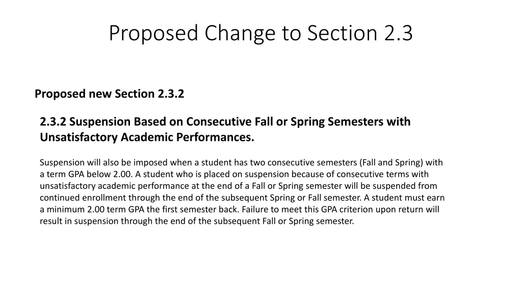 proposed change to section 2 3