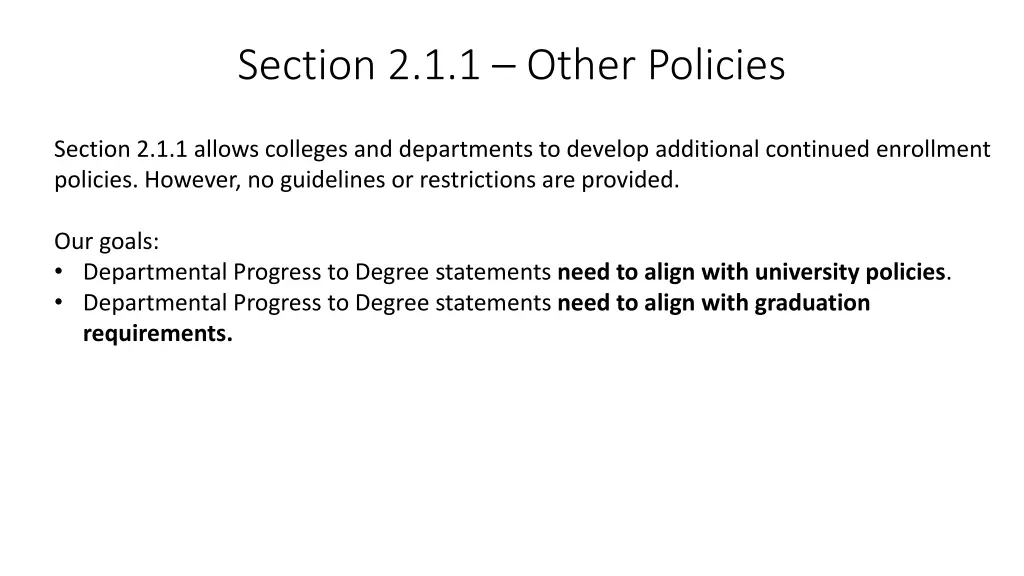 section 2 1 1 other policies