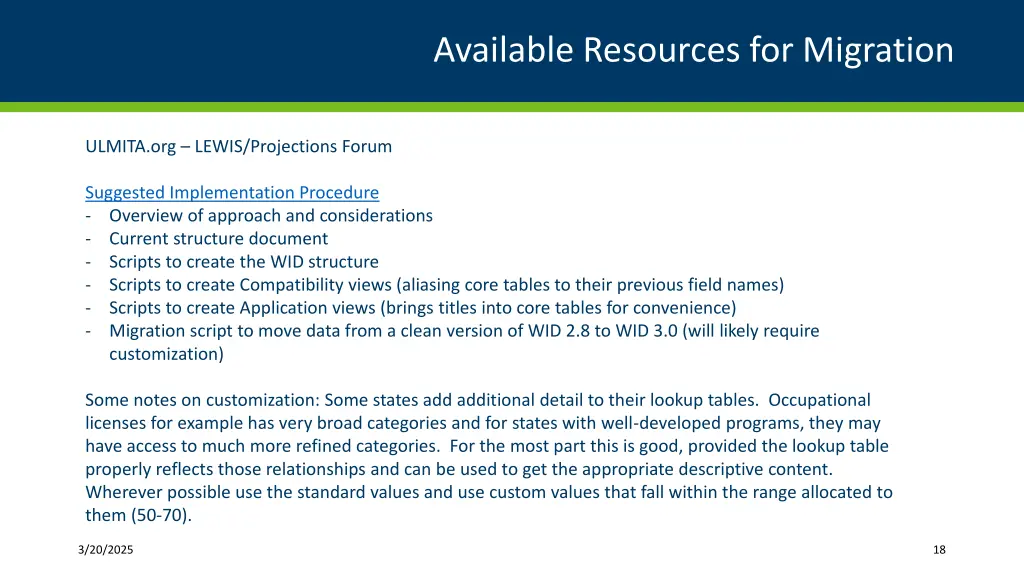 available resources for migration