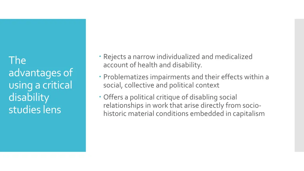 rejects a narrow individualized and medicalized