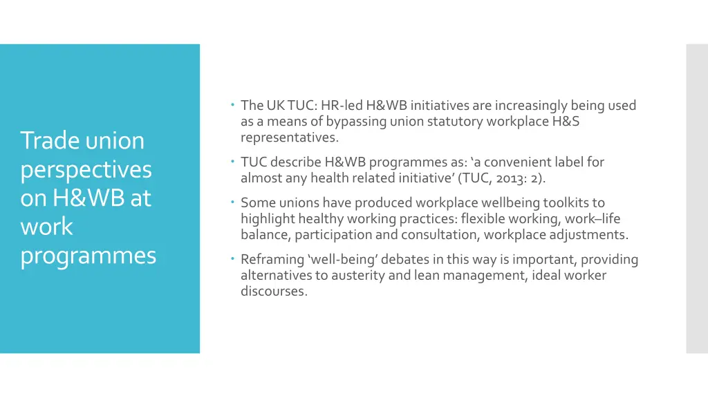 the uk tuc hr led h wb initiatives