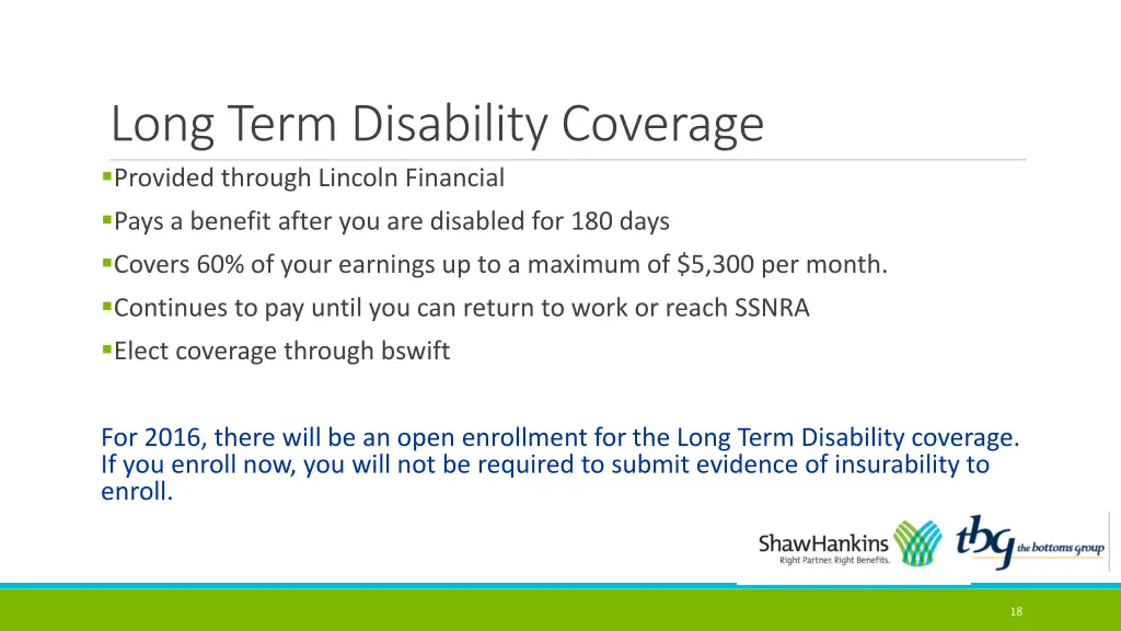 long term disability coverage provided through