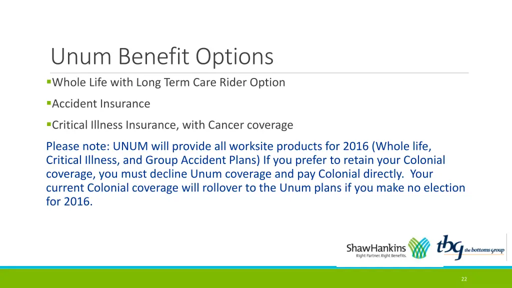 unum benefit options whole life with long term