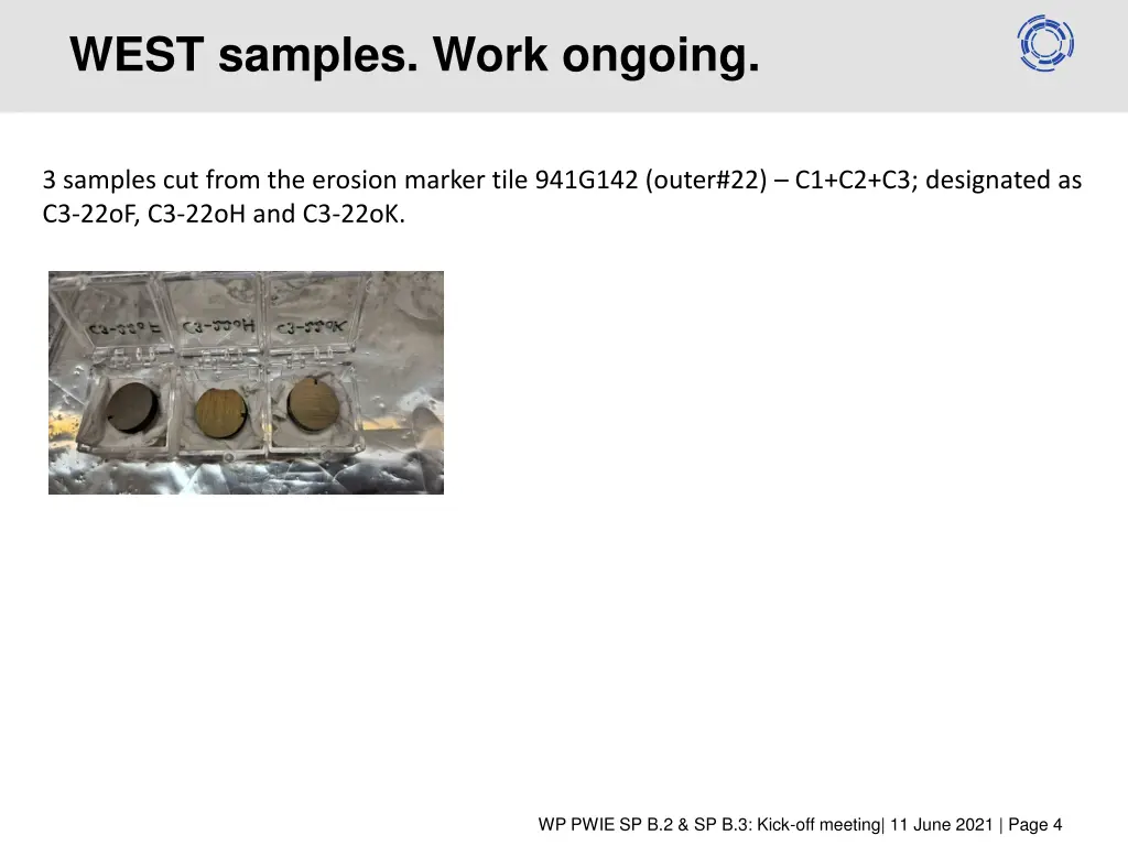 west samples work ongoing