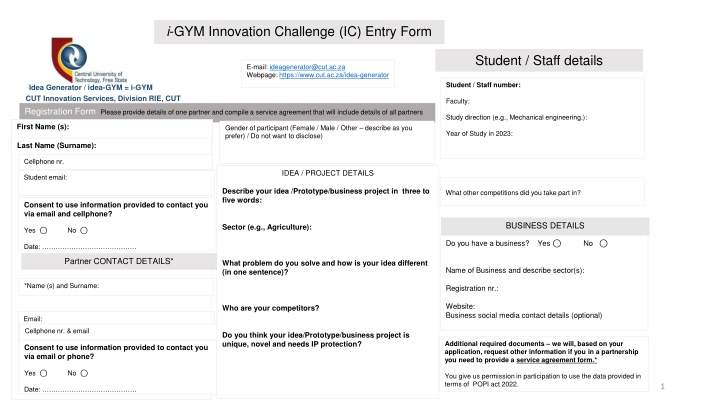 i gym innovation challenge ic entry form