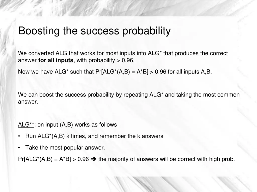 boosting the success probability