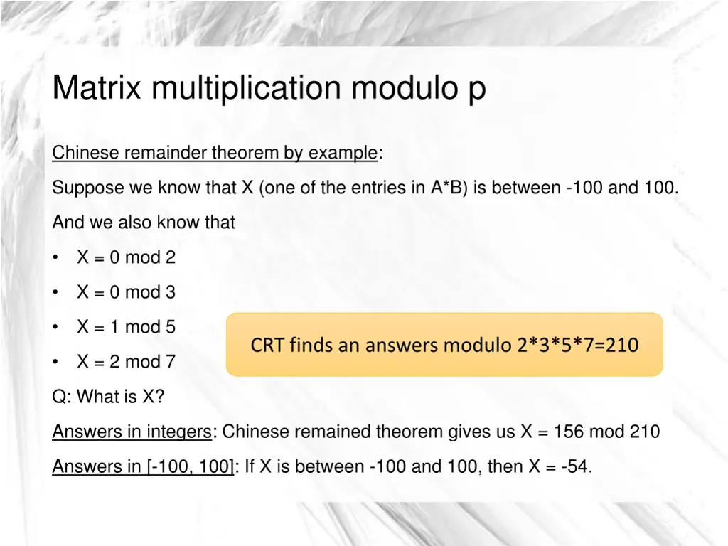 matrix multiplication modulo p 2