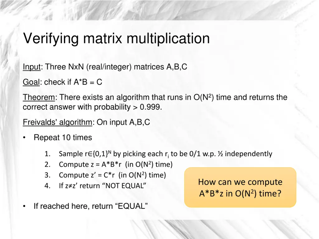 verifying matrix multiplication 1
