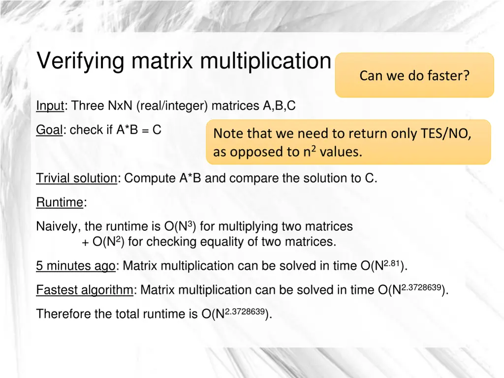 verifying matrix multiplication