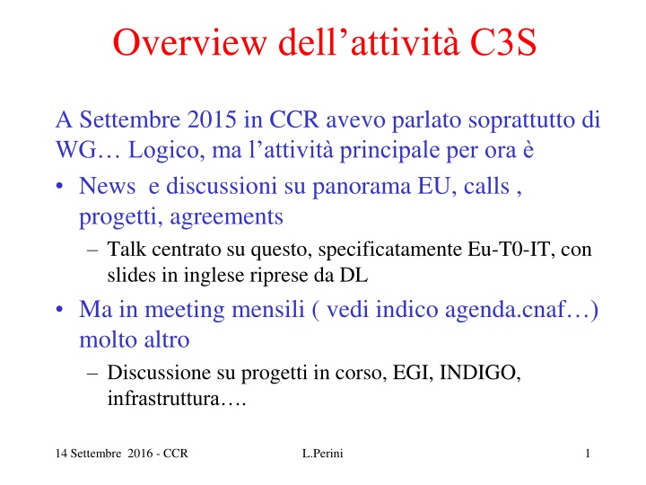 overview dell attivit c3s