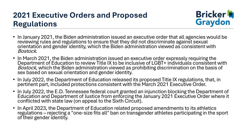 2021 executive orders and proposed regulations