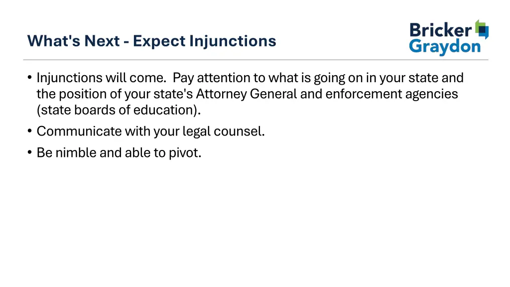 what s next expect injunctions