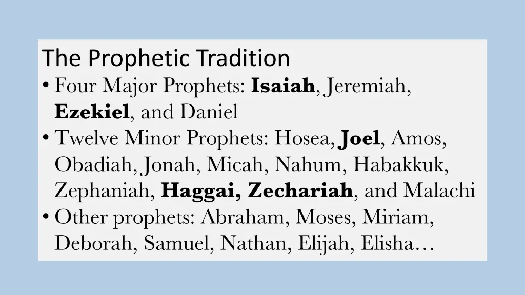the prophetic tradition four major prophets