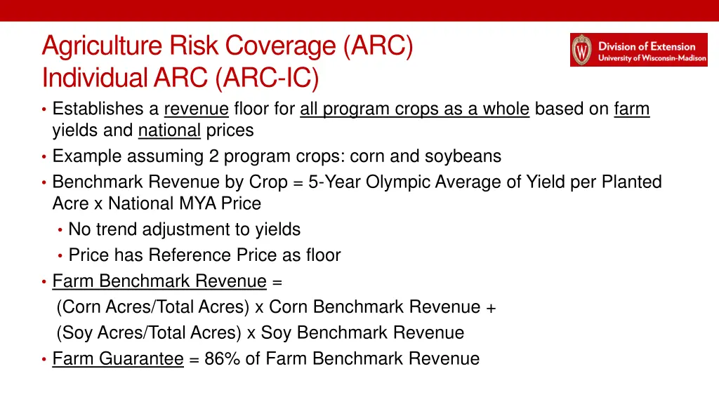 agriculture risk coverage arc individual