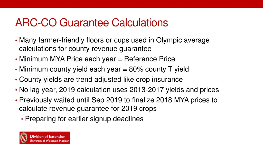 arc co guarantee calculations
